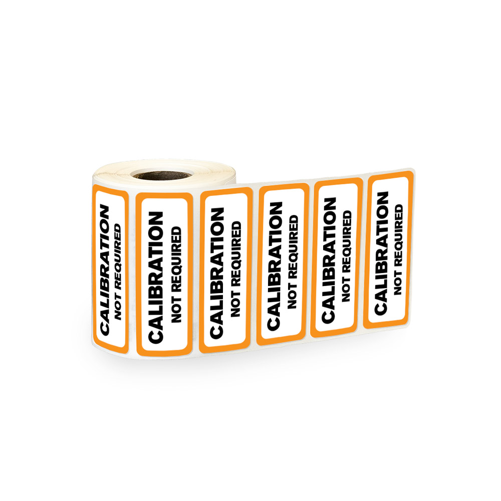 "Calibration Not Required" Rectangular Paper Label with Orange Border